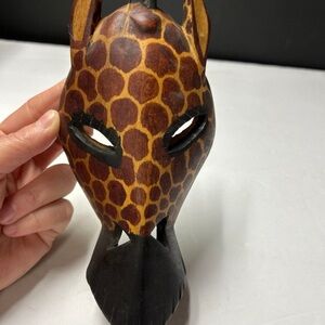 Handcrafted Giraffe-Patterned Reptile Mask - Brown & Black